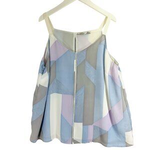 Cami Top  V-neck Sleeveless Spaghetti Strap Tank Top Lined Summer sz large  Dex